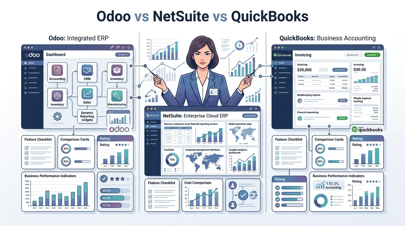 Odoo vs NetSuite vs QuickBooks