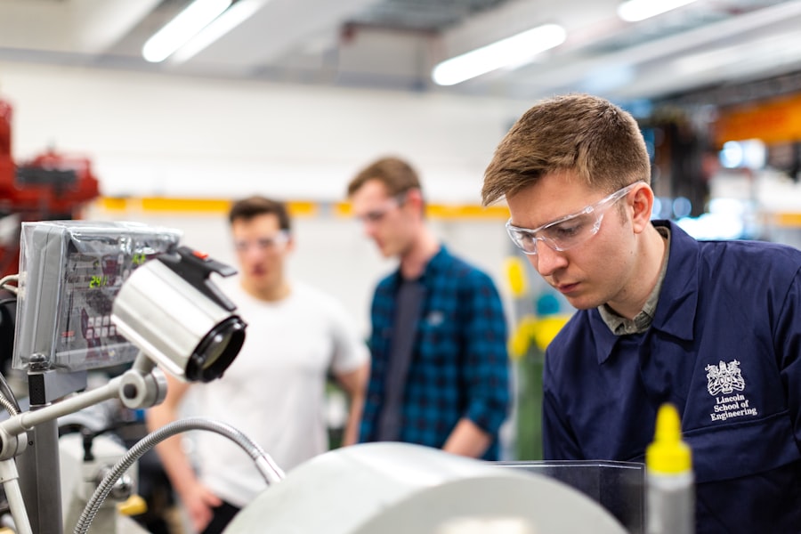 Industrial engineer inspecting plant manufacturing line